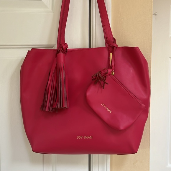 JOY & IMAN Tassel Chic Leather Handbag with Popout Insert - Picture 2 of 7